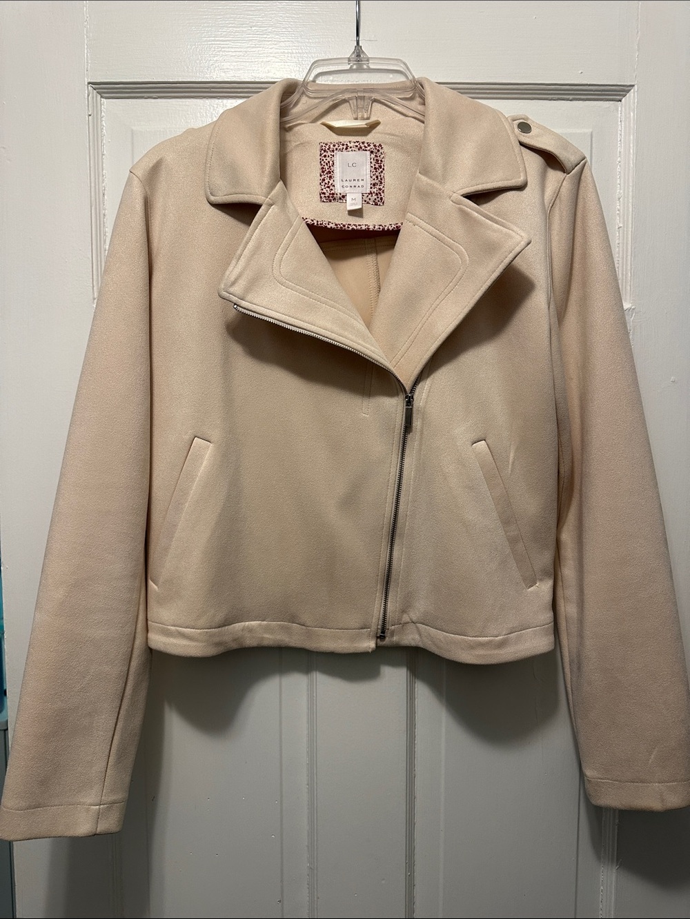 Lauren Conrad Cream Zip-Front Moto Jacket